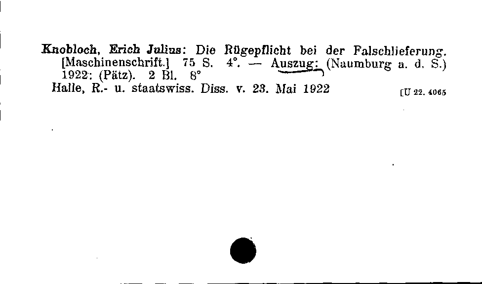 [Katalogkarte Dissertationenkatalog bis 1980]