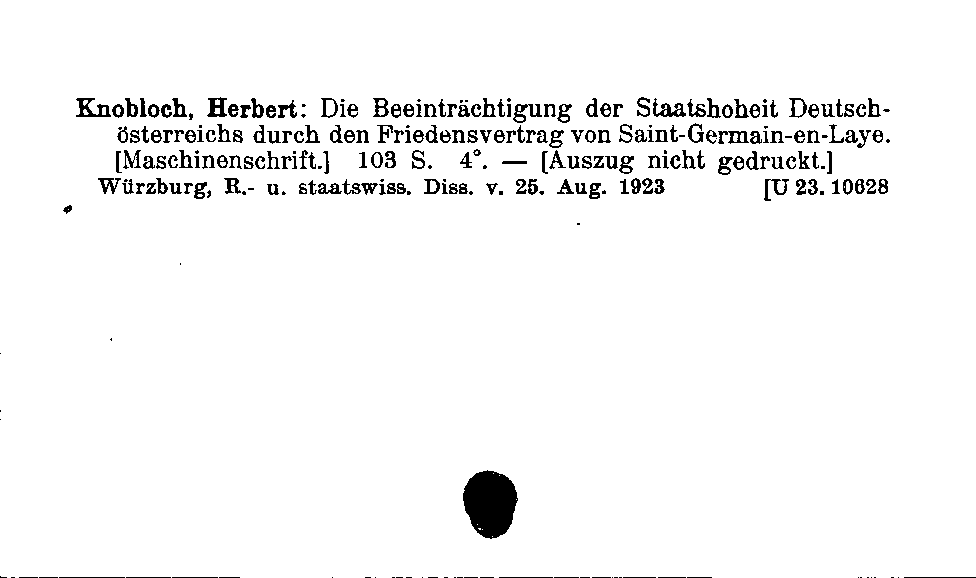 [Katalogkarte Dissertationenkatalog bis 1980]