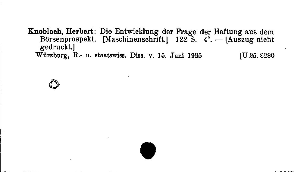 [Katalogkarte Dissertationenkatalog bis 1980]