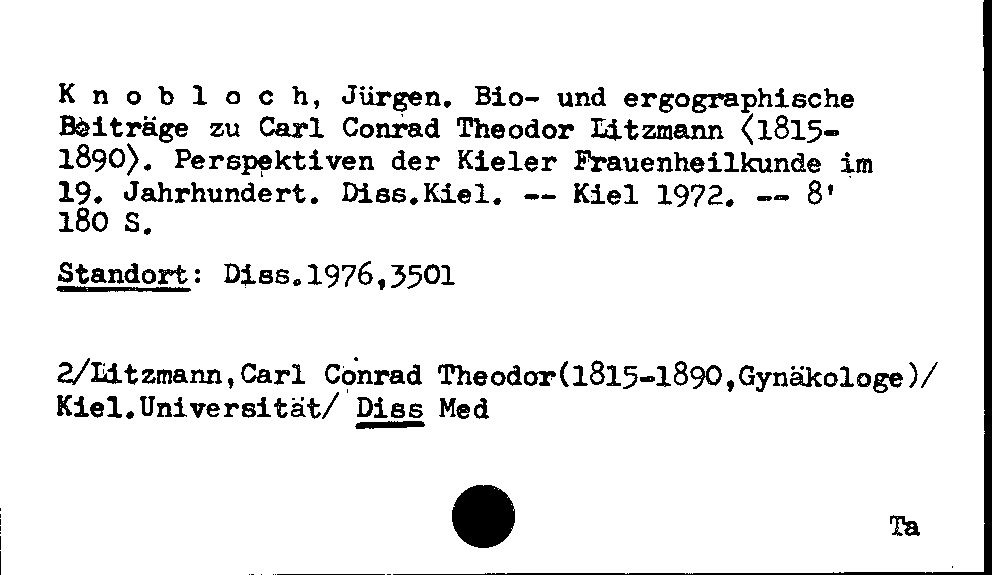 [Katalogkarte Dissertationenkatalog bis 1980]