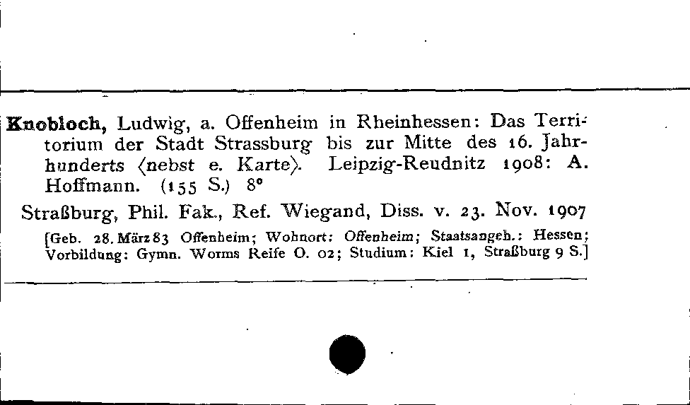 [Katalogkarte Dissertationenkatalog bis 1980]