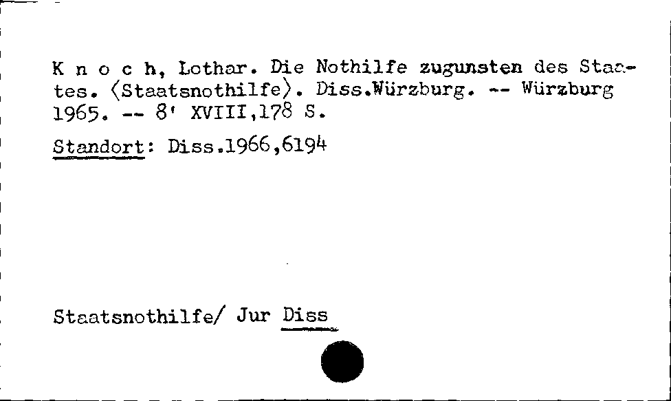 [Katalogkarte Dissertationenkatalog bis 1980]
