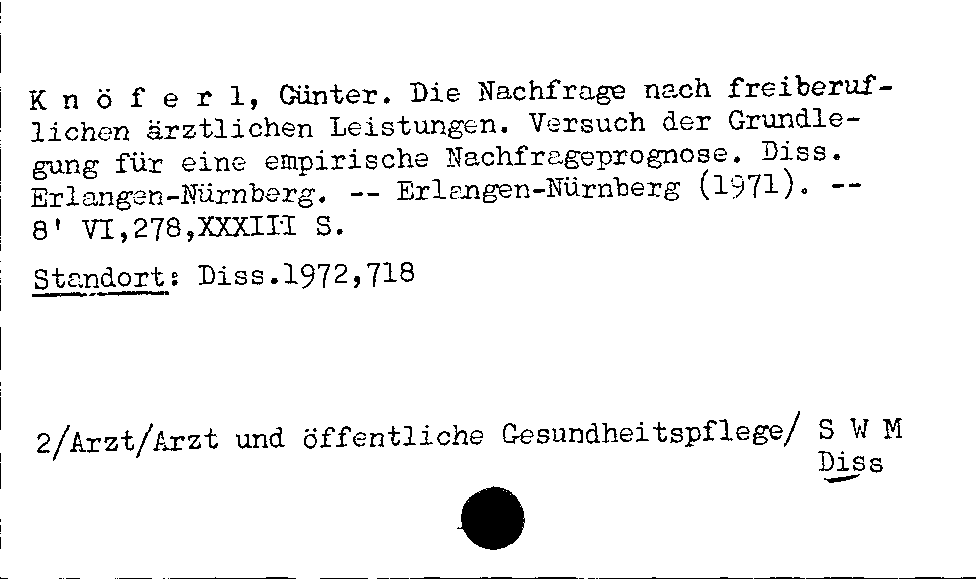 [Katalogkarte Dissertationenkatalog bis 1980]
