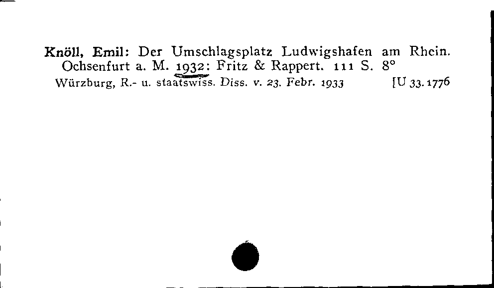 [Katalogkarte Dissertationenkatalog bis 1980]