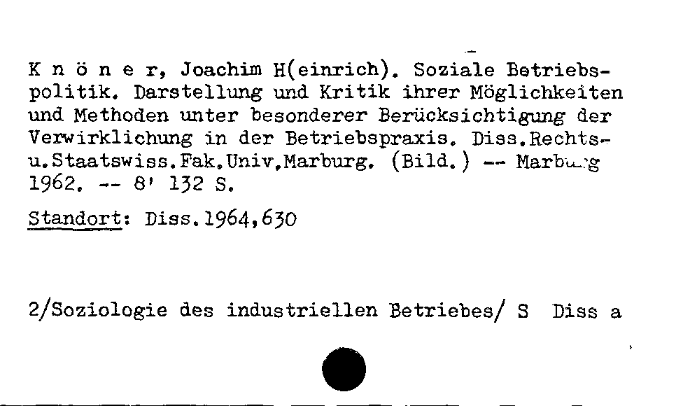 [Katalogkarte Dissertationenkatalog bis 1980]