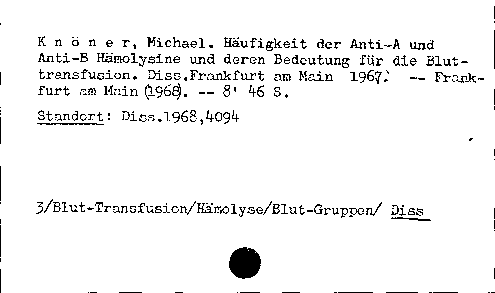 [Katalogkarte Dissertationenkatalog bis 1980]