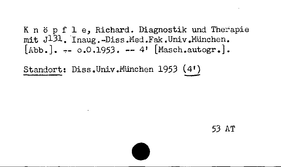 [Katalogkarte Dissertationenkatalog bis 1980]