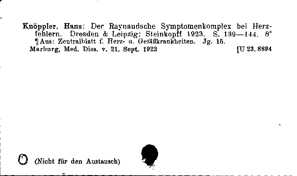 [Katalogkarte Dissertationenkatalog bis 1980]
