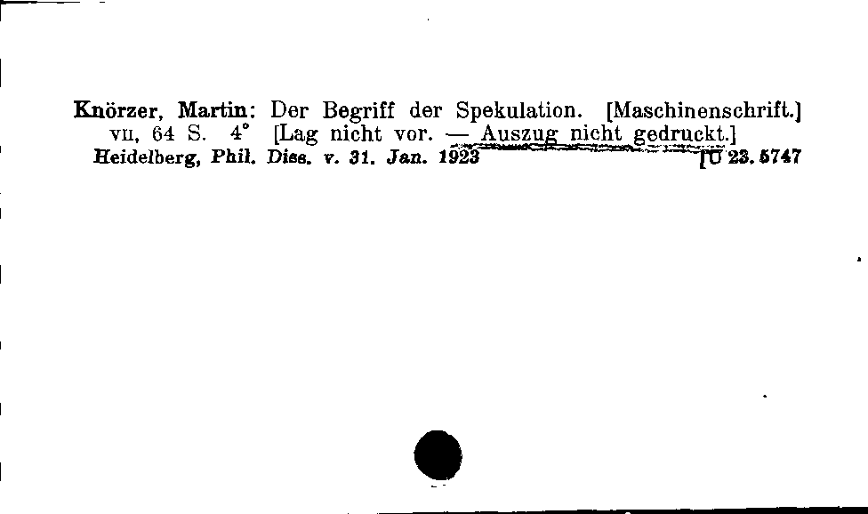 [Katalogkarte Dissertationenkatalog bis 1980]