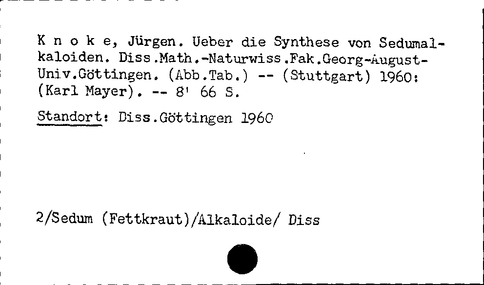 [Katalogkarte Dissertationenkatalog bis 1980]