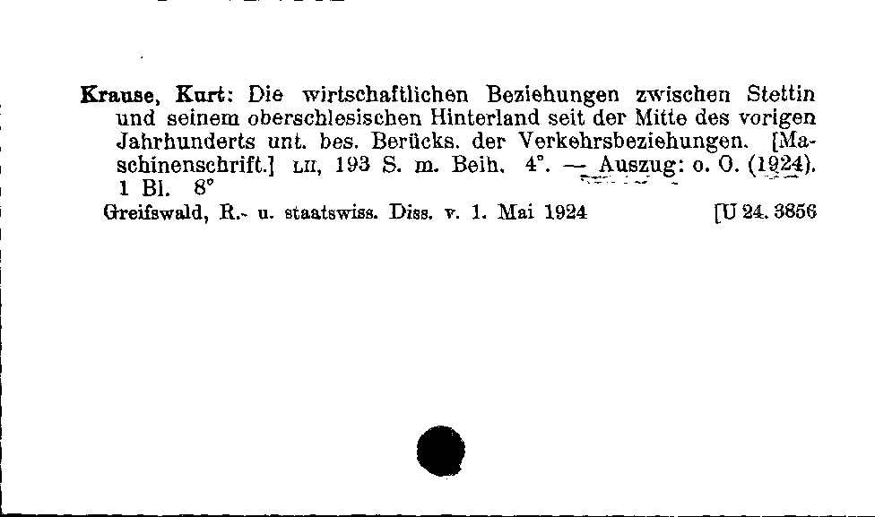 [Katalogkarte Dissertationenkatalog bis 1980]