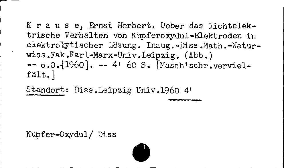 [Katalogkarte Dissertationenkatalog bis 1980]