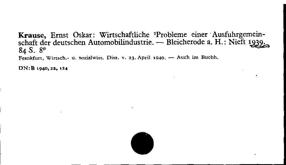 [Katalogkarte Dissertationenkatalog bis 1980]