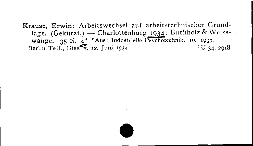 [Katalogkarte Dissertationenkatalog bis 1980]