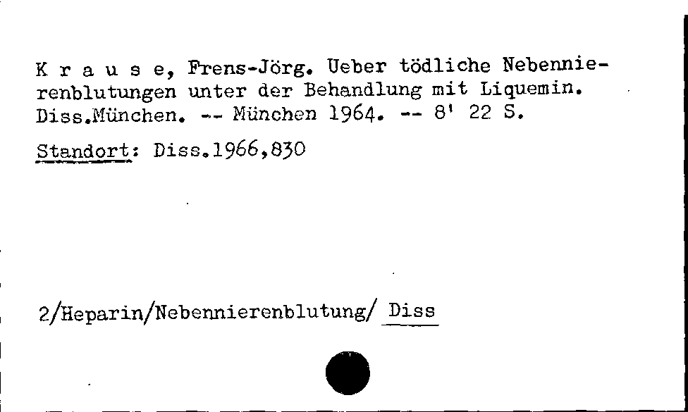 [Katalogkarte Dissertationenkatalog bis 1980]