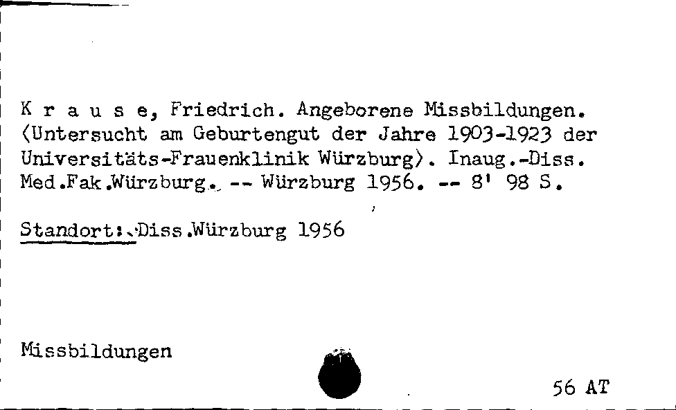 [Katalogkarte Dissertationenkatalog bis 1980]