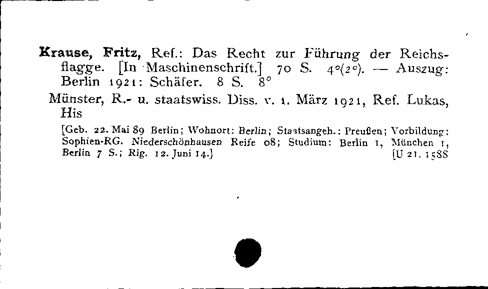 [Katalogkarte Dissertationenkatalog bis 1980]