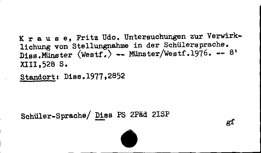 [Katalogkarte Dissertationenkatalog bis 1980]