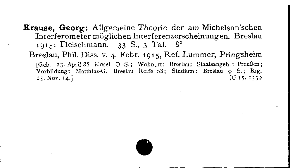 [Katalogkarte Dissertationenkatalog bis 1980]