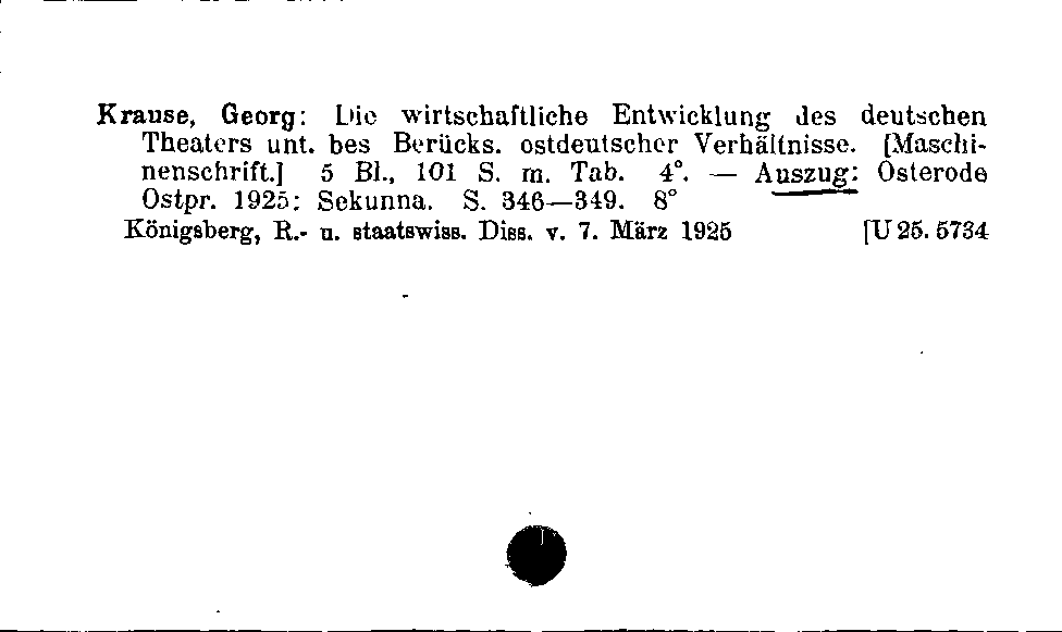 [Katalogkarte Dissertationenkatalog bis 1980]