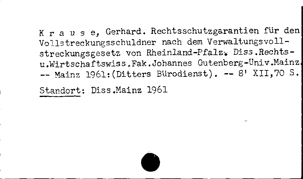 [Katalogkarte Dissertationenkatalog bis 1980]