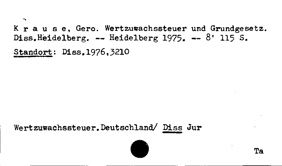 [Katalogkarte Dissertationenkatalog bis 1980]