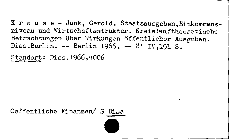 [Katalogkarte Dissertationenkatalog bis 1980]