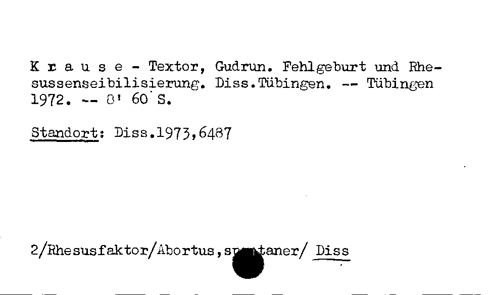 [Katalogkarte Dissertationenkatalog bis 1980]
