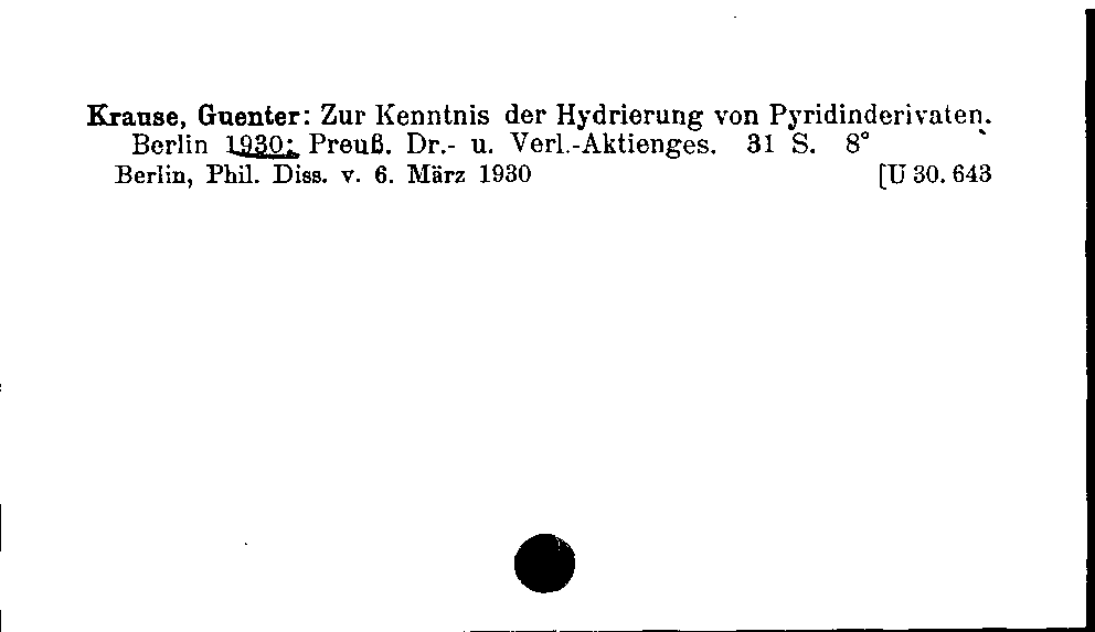 [Katalogkarte Dissertationenkatalog bis 1980]