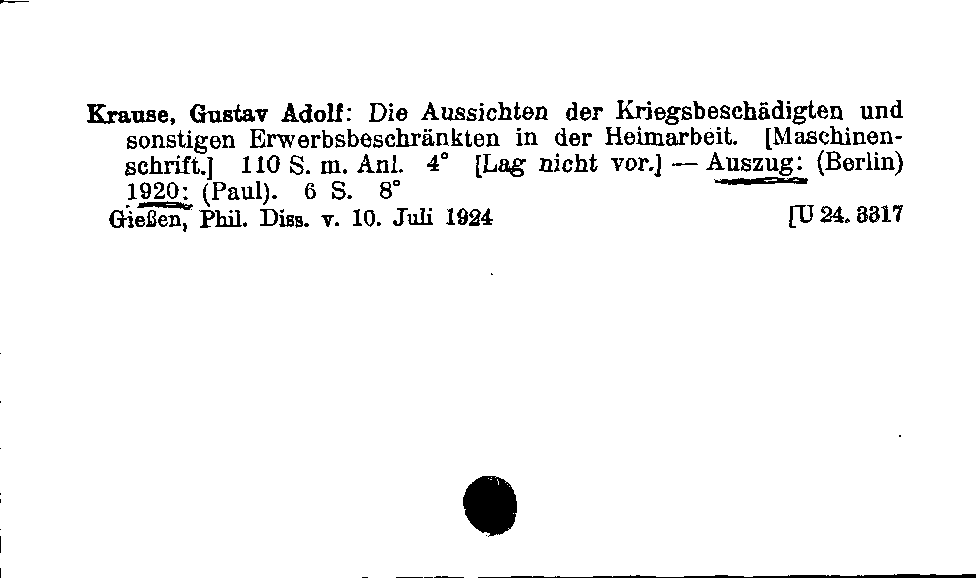 [Katalogkarte Dissertationenkatalog bis 1980]