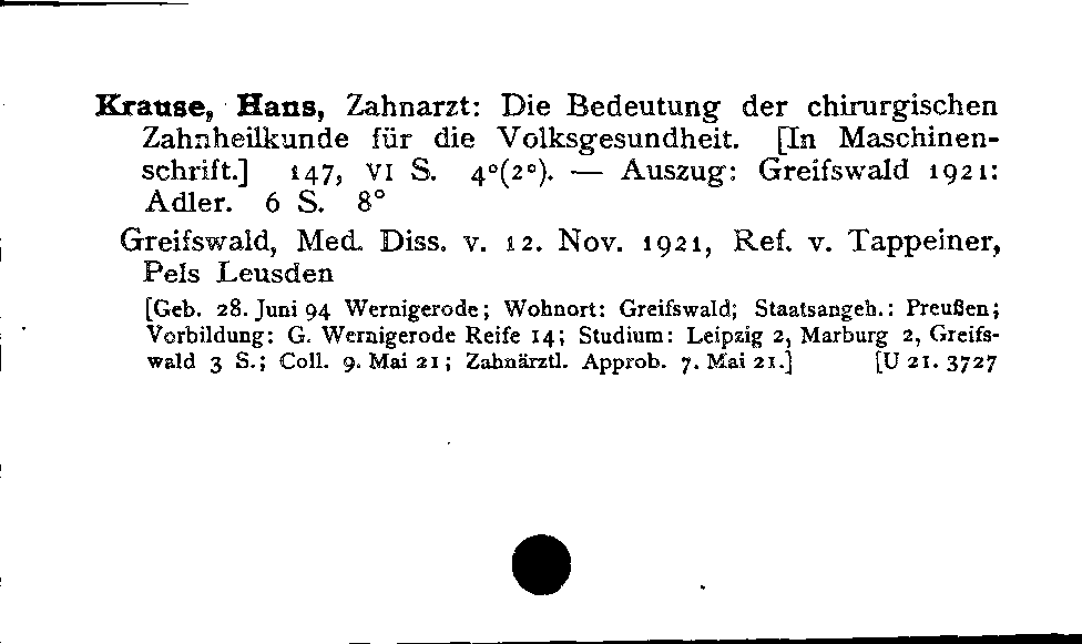 [Katalogkarte Dissertationenkatalog bis 1980]