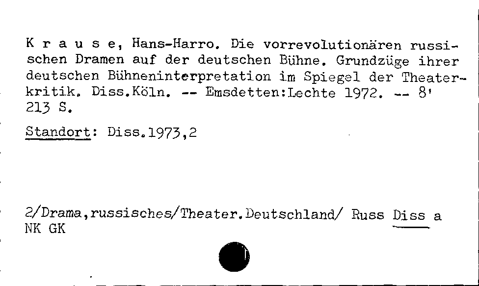 [Katalogkarte Dissertationenkatalog bis 1980]