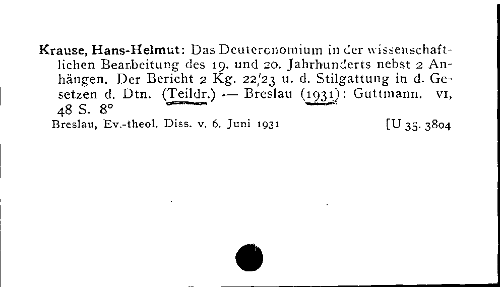 [Katalogkarte Dissertationenkatalog bis 1980]