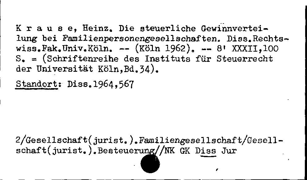 [Katalogkarte Dissertationenkatalog bis 1980]