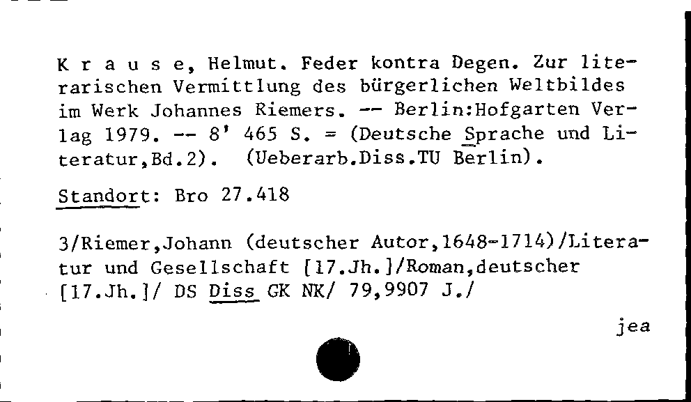 [Katalogkarte Dissertationenkatalog bis 1980]