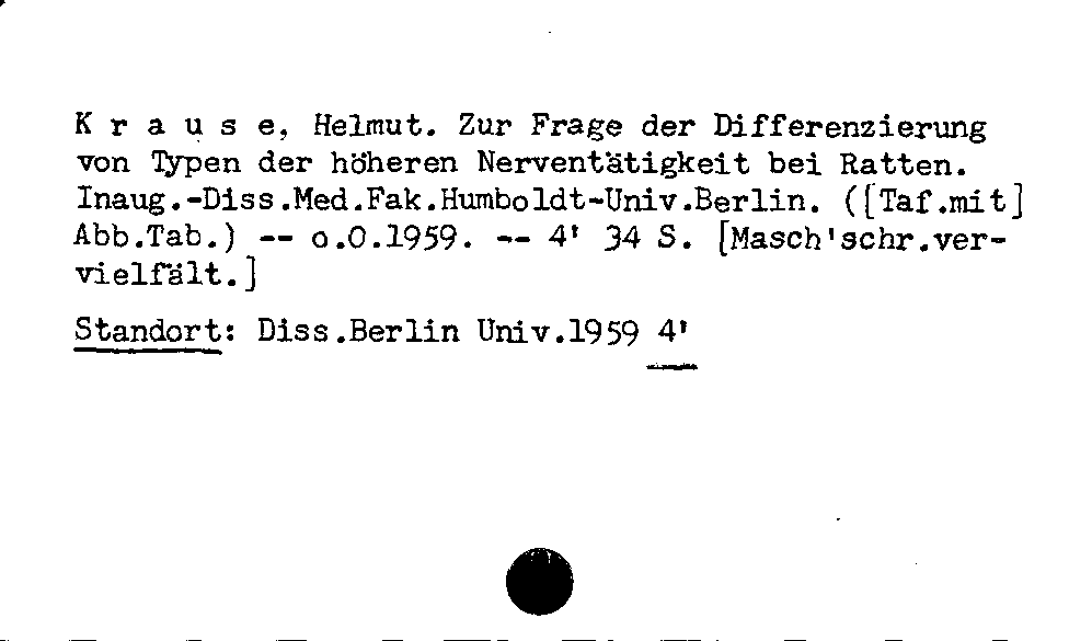 [Katalogkarte Dissertationenkatalog bis 1980]