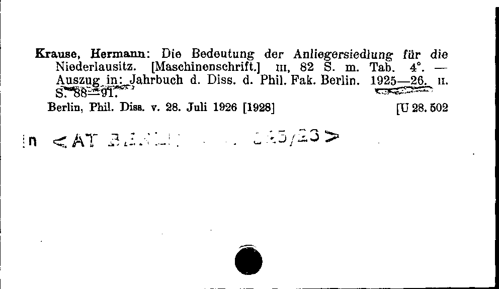 [Katalogkarte Dissertationenkatalog bis 1980]
