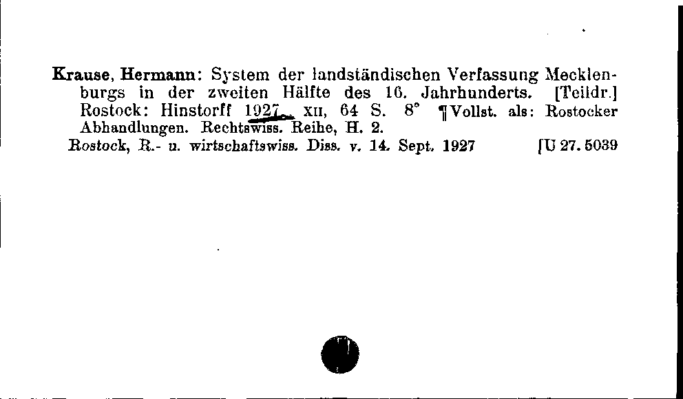 [Katalogkarte Dissertationenkatalog bis 1980]