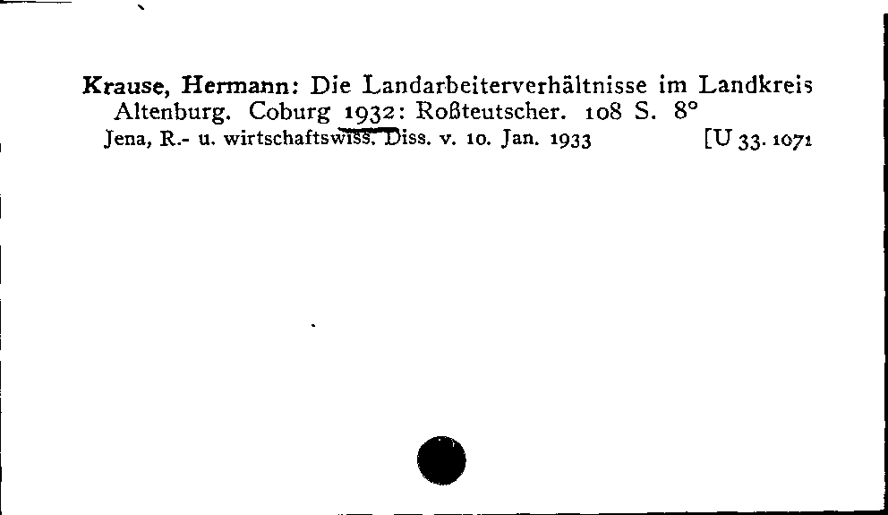 [Katalogkarte Dissertationenkatalog bis 1980]