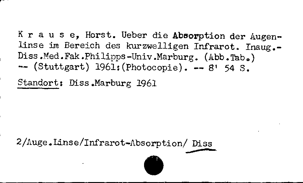 [Katalogkarte Dissertationenkatalog bis 1980]