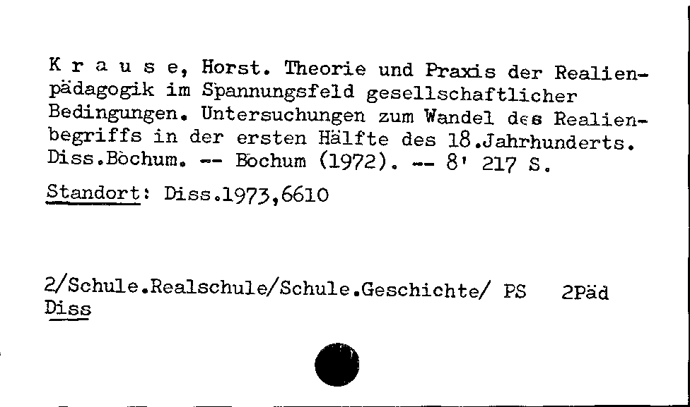 [Katalogkarte Dissertationenkatalog bis 1980]