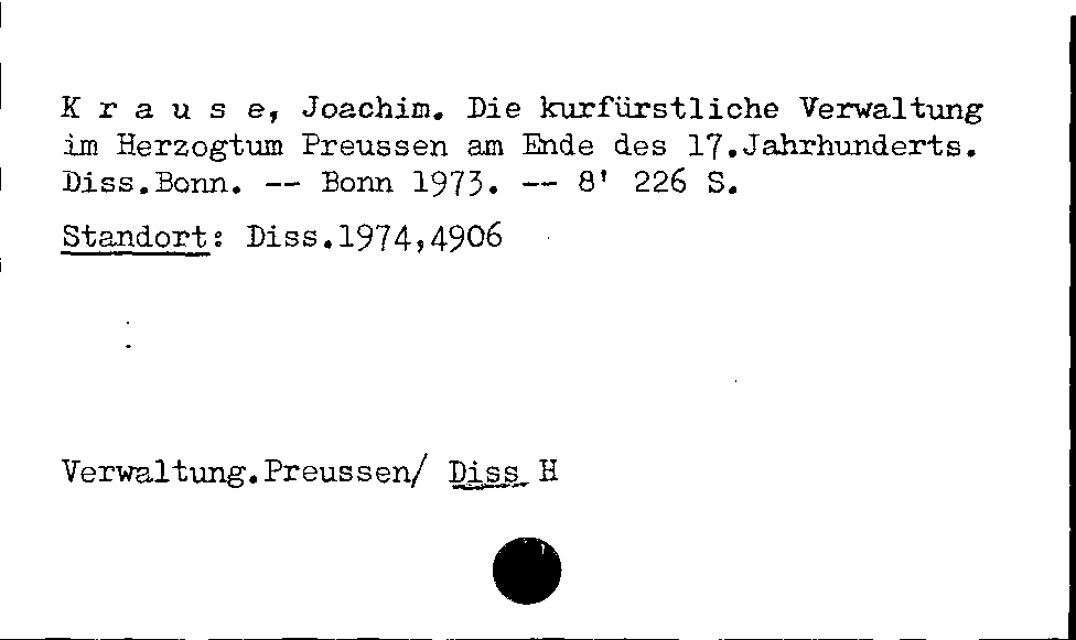 [Katalogkarte Dissertationenkatalog bis 1980]