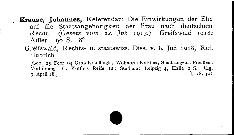 [Katalogkarte Dissertationenkatalog bis 1980]