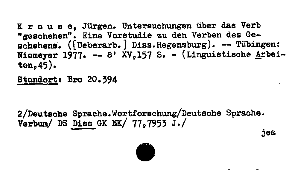[Katalogkarte Dissertationenkatalog bis 1980]