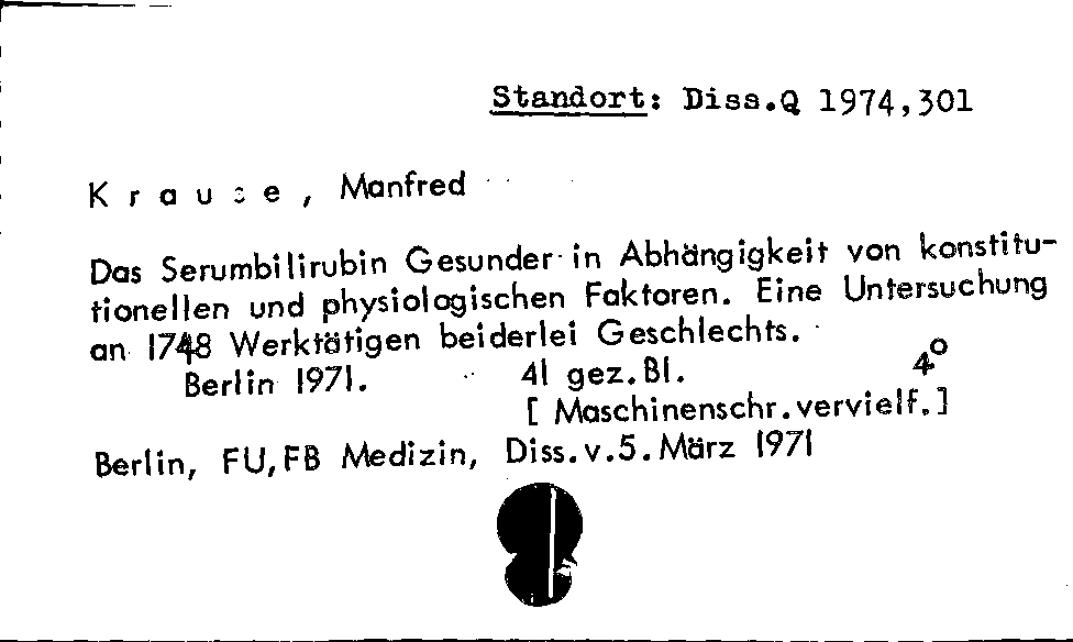 [Katalogkarte Dissertationenkatalog bis 1980]
