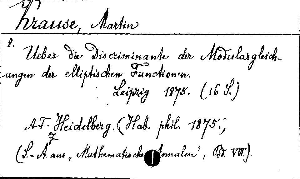 [Katalogkarte Dissertationenkatalog bis 1980]