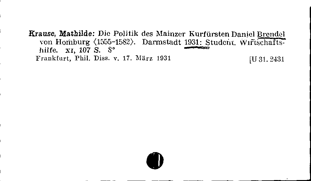 [Katalogkarte Dissertationenkatalog bis 1980]