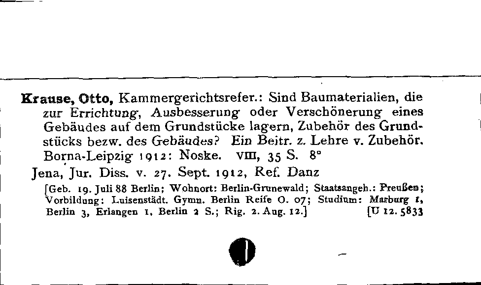 [Katalogkarte Dissertationenkatalog bis 1980]