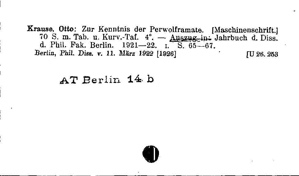 [Katalogkarte Dissertationenkatalog bis 1980]