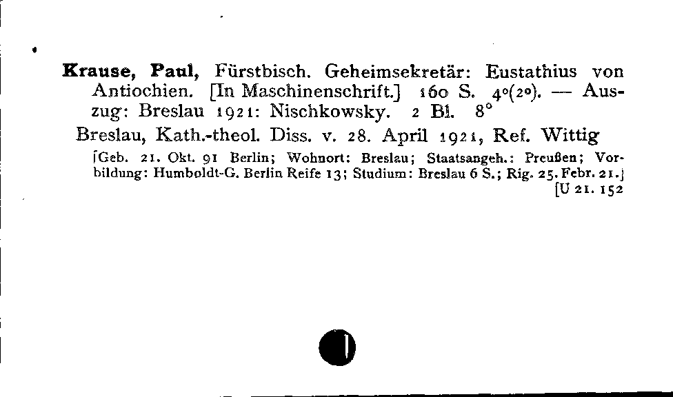 [Katalogkarte Dissertationenkatalog bis 1980]